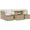 7-delars trädgårdsoffaset med kuddar Beige Poly Rattan vidaXL 100 x 55 x 73 cm – miniatyr 2