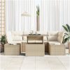 7-delars trädgårdsoffaset med kuddar Beige Poly Rattan vidaXL 100 x 55 x 73 cm – miniatyr 3