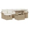 7-delars Trädgårdsoffaset med kuddar Beige Poly rotting vidaXL Stor – miniatyr 2