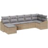 7-delars Trädgårdsoffaset med kuddar Beige Poly Rottning vidaXL 288.5 x 123.5 x 85 cm – miniatyr 2