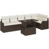 7 Delars Trädgårdsoffaset med kuddar Brun Poly Rattan vidaXL Stor – miniatyr 2