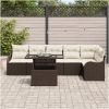 7 Delars Trädgårdsoffaset med kuddar Brun Poly Rattan vidaXL Stor – miniatyr 3