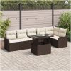 7 Delars Trädgårdsoffaset med kuddar Brun Poly Rattan vidaXL Stor – miniatyr 1