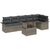 7-delars trädgårdsoffaset med kuddar Grå Poly Rattan vidaXL 100 x 55 x 73 cm – miniatyr 2