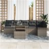 7-delars trädgårdsoffaset med kuddar Grå Poly Rattan vidaXL 100 x 55 x 73 cm – miniatyr 3