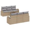 7-delars trädgårdsoffaset med kuddar i beige polyrotting vidaXL Medium – miniatyr 2
