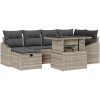 7-delars Trädgårdsoffaset med Kuddar Ljusgrå Poly Rattan vidaXL 100 x 55 x 73 cm – miniatyr 2