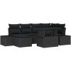 7-delars Trädgårdsoffaset med kuddar - Svart Poly Rattan vidaXL 100 x 55 x 73 cm – miniatyr 2