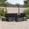 7-delars Trädgårdsoffaset med kuddar - Svart Poly Rattan vidaXL 100 x 55 x 73 cm – miniatyr 1