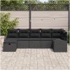 7 Delars Trädgårdsoffaset med kuddar Svart Poly Rattan vidaXL 289 x 124 x 85 cm – miniatyr 3