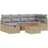 7-delars Trädgårdsoffasett med kuddar Beige Poly Rattan vidaXL Stor – miniatyr 2