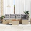 7-delars Trädgårdsoffasett med kuddar Beige Poly Rattan vidaXL Stor – miniatyr 3