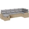 7-delars trädgårdsoffasett med kuddar beige poly rotting vidaXL 289 x 124 x 85 cm – miniatyr 2
