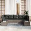 7-delars trädgårdsoffasett med kuddar Grå Poly Rattan vidaXL 289 x 154 x 85 cm – miniatyr 3