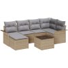 7-delars Trädgårdsoffasett med Kuddar Svart Poly Rottin vidaXL 55 x 55 x 37 cm – miniatyr 2