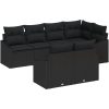 7-delars trädgårdsoffasett med kuddar Svart Poly Rottning vidaXL 233.5 x 123.5 x 85 cm – miniatyr 2