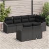 7-delars trädgårdsoffasett med kuddar Svart Poly Rottning vidaXL 233.5 x 123.5 x 85 cm – miniatyr 3