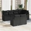 7-delars trädgårdsoffasett med kuddar Svart Poly Rottning vidaXL 233.5 x 123.5 x 85 cm – miniatyr 1