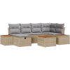 7-delars trädgårdsoffgrupp med beige kuddar i poly rattan vidaXL 55 x 55 x 37 cm – miniatyr 2