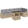 7-delars Trädgårdsoffgrupp med Kuddar Beige Poly Rattan vidaXL Stor – miniatyr 2
