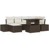 7-delars trädgårdsoffgrupp med kuddar i brun poly-rattan vidaXL 100 x 55 x 73 cm – miniatyr 2