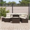 7-delars trädgårdsoffgrupp med kuddar i brun poly-rattan vidaXL 100 x 55 x 73 cm – miniatyr 3