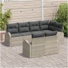 7-delars Trädgårdsoffmöblemang med Kuddar Ljusgrå Poly Rattan vidaXL 234 x 124 x 85 cm – miniatyr 3