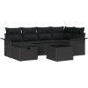 7-delars trädgårdsoffset med dynor svart poly rattan vidaXL 242.5 x 132.5 x 85 cm – miniatyr 2