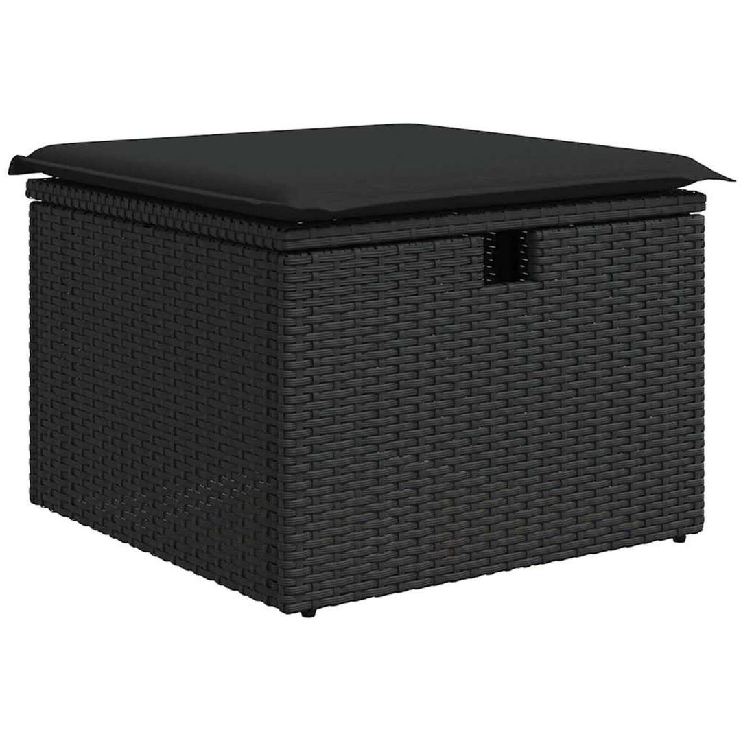 7-delars trädgårdsoffset med dynor svart poly rattan vidaXL 242.5 x 132.5 x 85 cm – bild 7