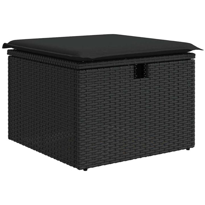 7-delars trädgårdsoffset med dynor svart poly rattan vidaXL 242.5 x 132.5 x 85 cm – bild 7