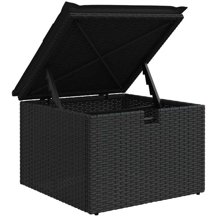 7-delars trädgårdsoffset med dynor svart poly rattan vidaXL 242.5 x 132.5 x 85 cm – bild 10