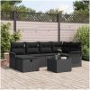 7-delars trädgårdsoffset med dynor svart poly rattan vidaXL 242.5 x 132.5 x 85 cm – miniatyr 1