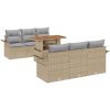 7-delars trädgårdsoffset med kuddar, beige, poly rattan och akacia vidaXL 100 x 55 x 73 cm – miniatyr 2