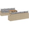 7-delars trädgårdsoffset med kuddar, beige poly-rattan. vidaXL 100 x 55 x 73 cm – miniatyr 2