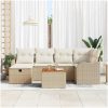 7 Delars Trädgårdsoffset med Kuddar Beige Poly Rattan vidaXL Mellan – miniatyr 3