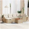7 Delars Trädgårdsoffset med Kuddar Beige Poly Rattan vidaXL Mellan – miniatyr 1