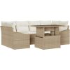 7-delars trädgårdsoffset med kuddar beige poly-rotting vidaXL 100 x 55 x 73 cm – miniatyr 2