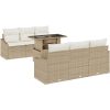 7-delars trädgårdsoffset med kuddar, beige polyrotting vidaXL 100 x 55 x 73 cm – miniatyr 2