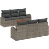 7 Delars Trädgårdsoffset med Kuddar Grå Poly Rattan Akacia vidaXL 55 x 55 x 37 cm – miniatyr 2