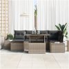 7-delars trädgårdsoffset med kuddar - Grå poly rattan vidaXL 100 x 55 x 73 cm – miniatyr 3