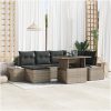 7-delars trädgårdsoffset med kuddar - Grå poly rattan vidaXL 100 x 55 x 73 cm – miniatyr 1