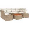 7-delars Trädgårdsoffset med Kuddar i Beige Poly Rattan och Akacia vidaXL 55 x 55 x 37 cm – miniatyr 2