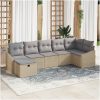 7-delars Trädgårdsoffset med kuddar i beige poly rattan vidaXL 288.5 x 123.5 x 85 cm – miniatyr 1