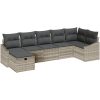 7-delars trädgårdsoffset med kuddar i ljusgrå poly rattan vidaXL 288.5 x 123.5 x 85 cm – miniatyr 2