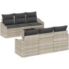 7-delars trädgårdsoffset med kuddar i ljusgrå poly-rattan vidaXL 55 x 55 x 37 cm – miniatyr 2