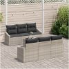 7-delars trädgårdsoffset med kuddar i ljusgrå poly-rattan vidaXL 55 x 55 x 37 cm – miniatyr 3