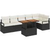 7-delars trädgårdsoffset med kuddar svart poly rattan akaciaträ vidaXL Medium, large – miniatyr 2