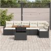 7-delars trädgårdsoffset med kuddar svart poly rattan akaciaträ vidaXL Medium, large – miniatyr 3