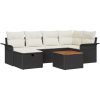 7 Delars Trädgårdsoffset med Kuddar Svart Poly Rattan vidaXL 55 x 55 x 37 cm – miniatyr 2