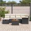 7 Delars Trädgårdsoffset med Kuddar Svart Poly Rattan vidaXL 55 x 55 x 37 cm – miniatyr 3